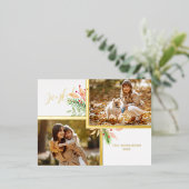 Joyful Script Botanical 2-Photo w金ゴールド・フレーム 箔シーズンポストカード (立ち正面)
