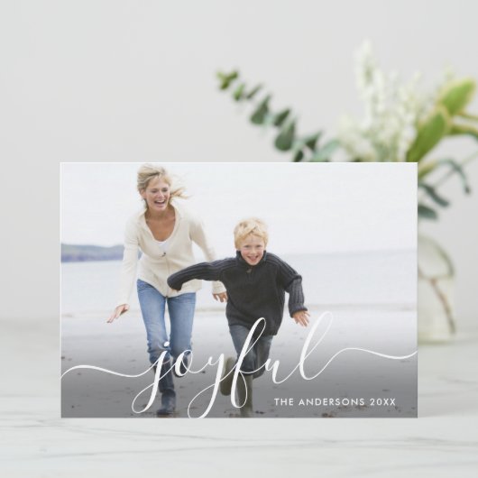 Joyful Script Holiday Photo Card シーズンカード (スタンド正面)