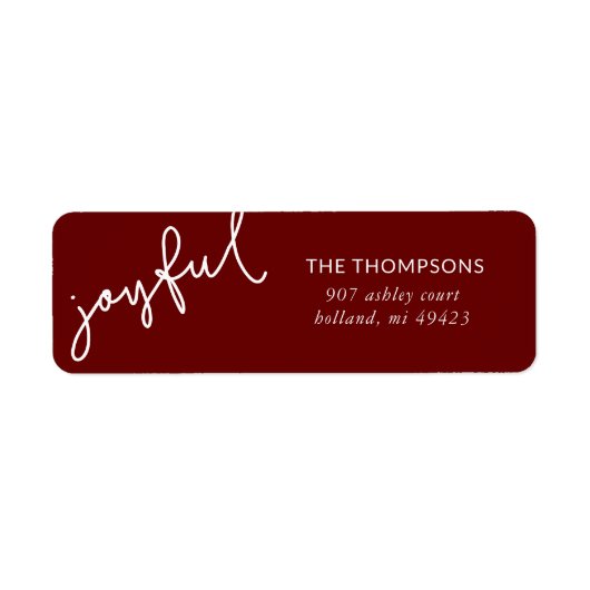 Joyful Script Holiday Return Address ラベル (正面)