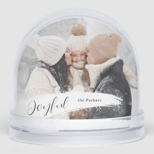 Joyful Script with Snowy Brushstroke Snow Globe (正面)