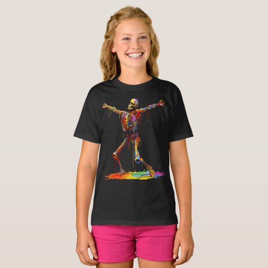 Joyful Skeleton: Dance of Colors Tシャツ (正面フル)