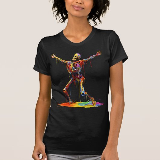 Joyful Skeleton: Dance of Colors Tシャツ (正面)