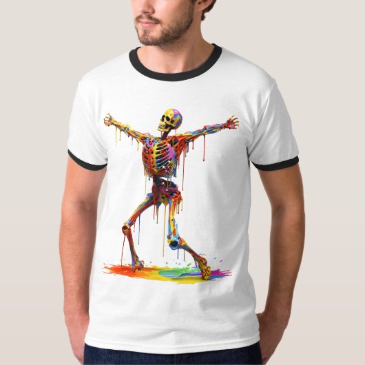 Joyful Skeleton: Dance of Colors Tシャツ (正面)