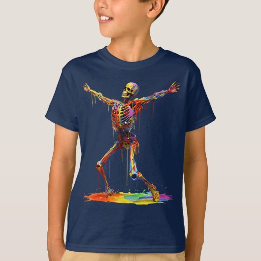 Joyful Skeleton: Dance of Colors Tシャツ (正面)