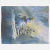 Joyful Snowman フリースブランケット (正面(横))