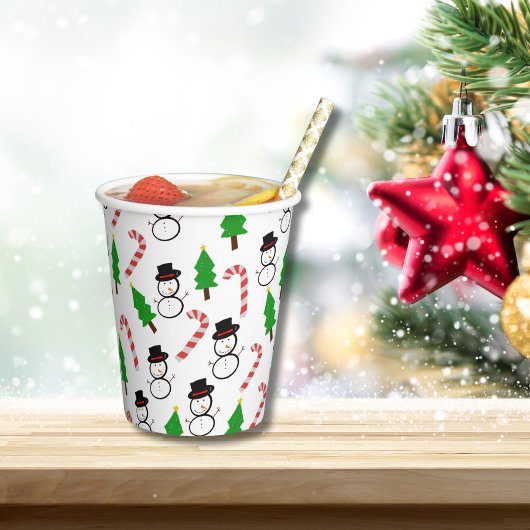 Joyful Snowman Candy Cane Sips | クリスマス 紙コップ