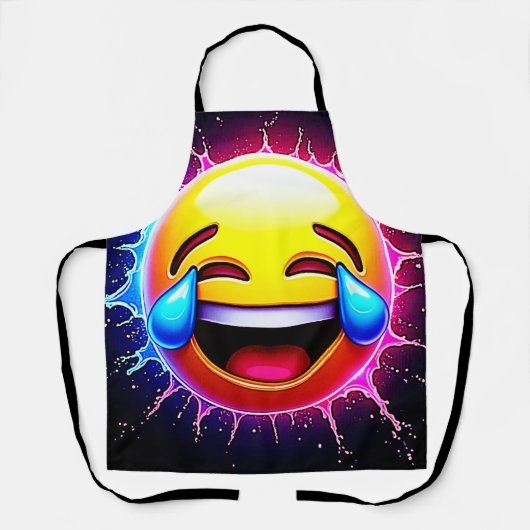 Joyful Splash: Laughing Emoji Art エプロン (正面)