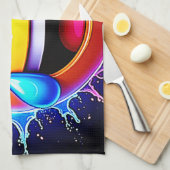 Joyful Splash: Laughing Emoji Art キッチンタオル (四つ折り)