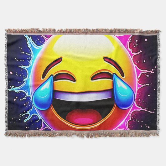 Joyful Splash: Laughing Emoji Art スローブランケット (正面)