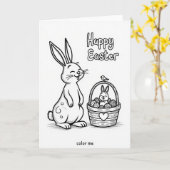Joyful Spring Rabbit Art Card カード (黄色い花)