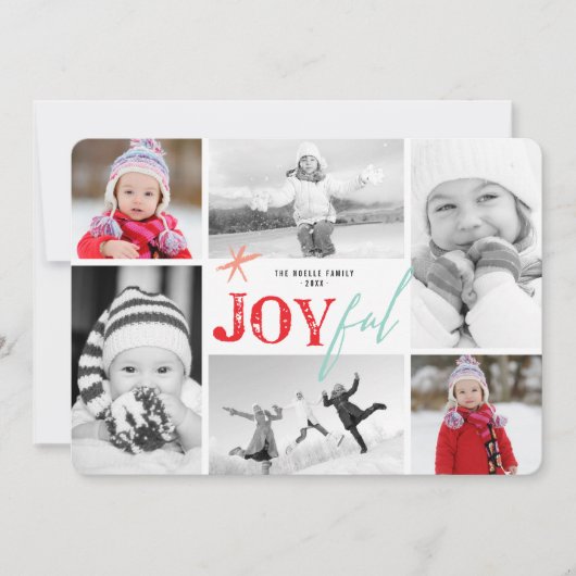 Joyful Starタイポグラフィミニマモダンリスト6枚の写真 シーズンカード (正面)