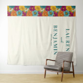 Joyful Teal Floral Border タペストリー (インサイチュ(横))