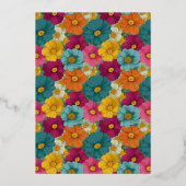 Joyful Teal Floral Wedding Invitation 箔招待状 (裏面)