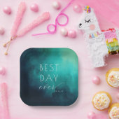Joyful Teal Watercolor Celebration ペーパープレート (パーティー)