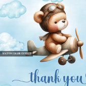 Joyful Teddy Bear Pilot Airplane Blue Brown Baby フェイバータグ