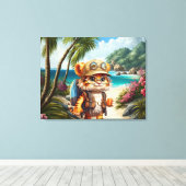 Joyful Tiger Cubバックパックとコーヒー キャンバスプリント (インサイチュ (ウッドフロア))