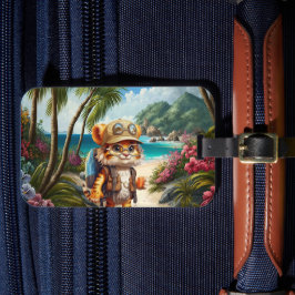 Joyful Tiger Cubバックパックとコーヒー ラゲッジタグ