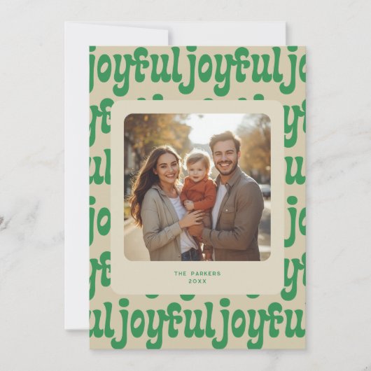 Joyful Typography Pattern Photo シーズンカード (正面)