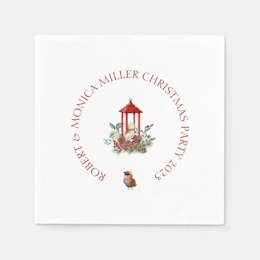 Joyful Vibeクリスマスの花とランタンブーケ スタンダードカクテルナプキン (正面)