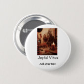 Joyful Vibes ファミリークリスマス 写真 名前 シンプル 缶バッジ (正面&裏面)