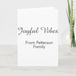 Joyful Vibes red Christmas add family name date  カード