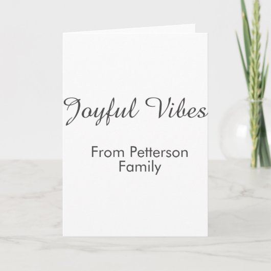 Joyful Vibes red Christmas add family name date  カード (正面)