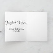 Joyful Vibes red Christmas add family name date  カード (内部)