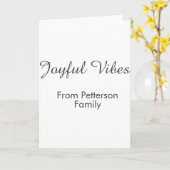 Joyful Vibes red Christmas add family name date  カード (黄色い花)