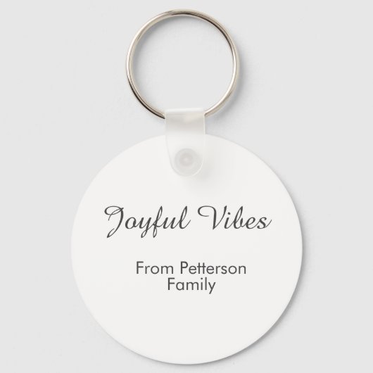Joyful Vibes red Christmas add family name date  キーホルダー (正面)