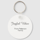 Joyful Vibes red Christmas add family name date  キーホルダー (裏面)