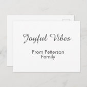 Joyful Vibes red Christmas add family name date シーズンポストカード (正面/裏面)