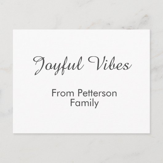 Joyful Vibes red Christmas add family name date シーズンポストカード (正面)