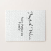 Joyful Vibes red Christmas add family name date  ジグソーパズル (横)