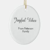 Joyful Vibes red Christmas add family name date  セラミックオーナメント (右)