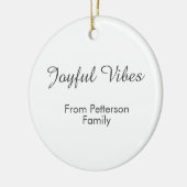 Joyful Vibes red Christmas add family name date  セラミックオーナメント (左)