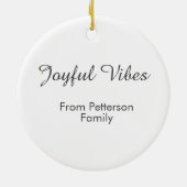 Joyful Vibes red Christmas add family name date  セラミックオーナメント (裏面)