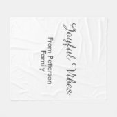 Joyful Vibes red Christmas add family name date フリースブランケット (正面(横))