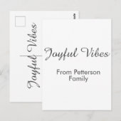Joyful Vibes red Christmas add family name date  ポストカード (正面/裏面)