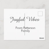 Joyful Vibes red Christmas add family name date  ポストカード (裏面)