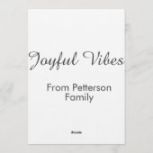 Joyful Vibes red Christmas add family name date  招待状 (裏面)