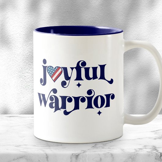 Joyful Warrior NavyタイプUSA国旗ハートフェミニスト ツートーンマグカップ