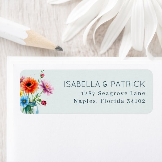 Joyful Watercolor Floral Jar ラベル (インサイチュ)