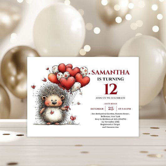 Joyful whimsical animals art kids birthday invite 招待状