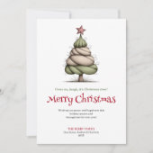 Joyful Whimsical Christmas Tree Minimalist Card シーズンカード (正面)