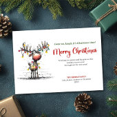 Joyful Whimsical Reindeer Christmas Greeting シーズンカード