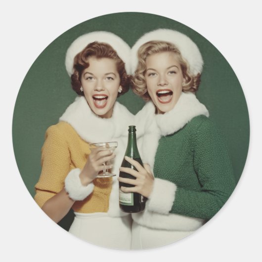 Joyful Winter Champagne Celebration ラウンドシール (正面)