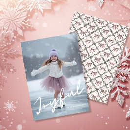 Joyful Winter Modern Script Christmas Photo シーズンカード