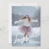 Joyful Winter Modern Script Christmas Photo シーズンカード (正面)