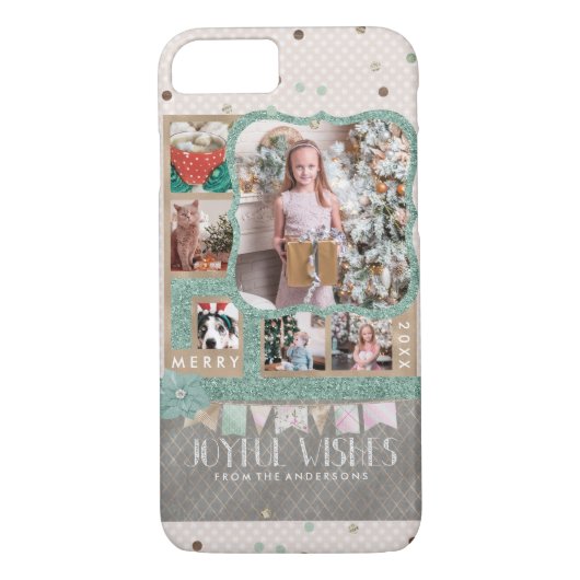 Joyful Wishesクリスマス6カスタムフォトコラージュ Case-Mate iPhoneケース (裏面)