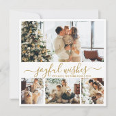 Joyful Wishesスクリプト4 Photo Collageクリスマス シーズンカード (正面)
